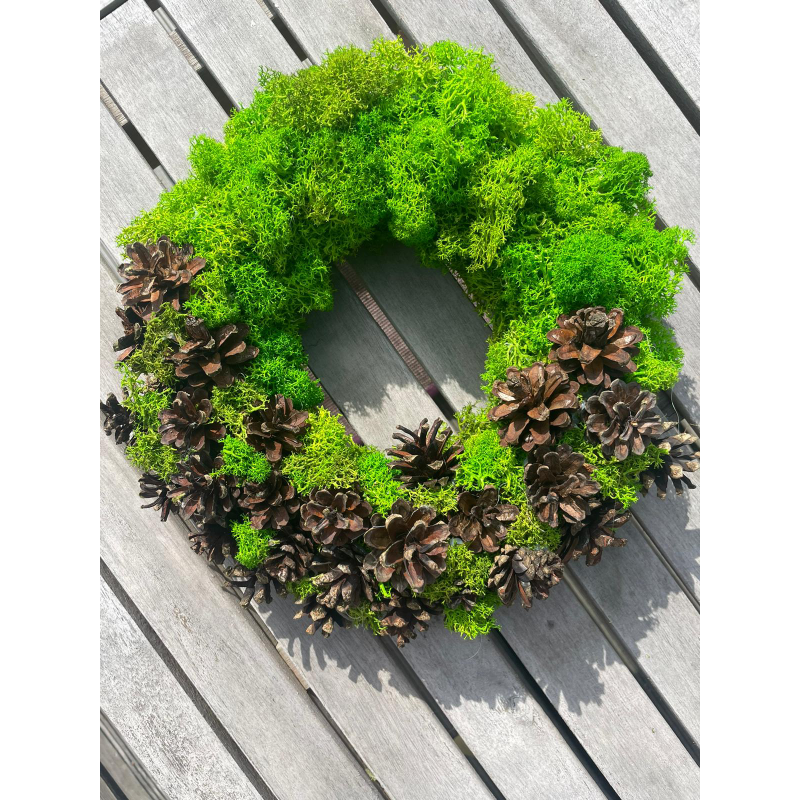 WIANEK  30 CM Z MCHU CHROBOTKA I SZYSZEK na DRZWI BOHO