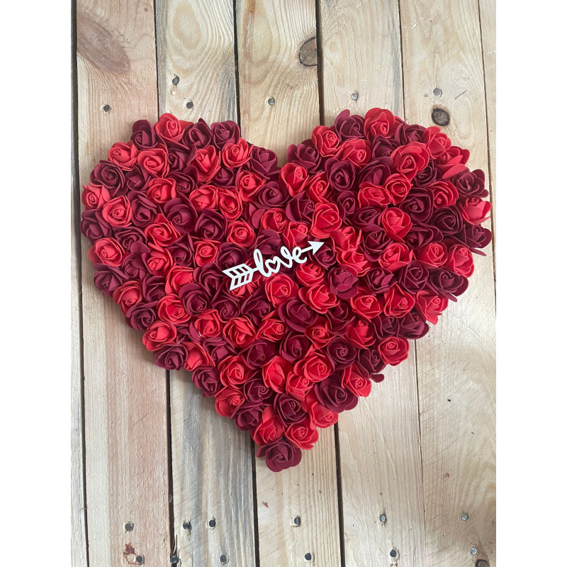 SERCE 30x34 cm Z RÓŻ PIANKOWYCH prezent