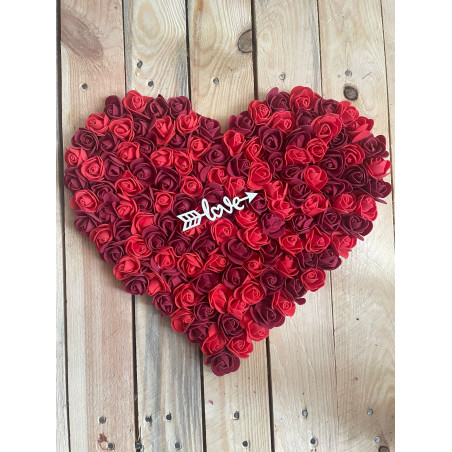 SERCE 30x34 cm Z RÓŻ PIANKOWYCH prezent