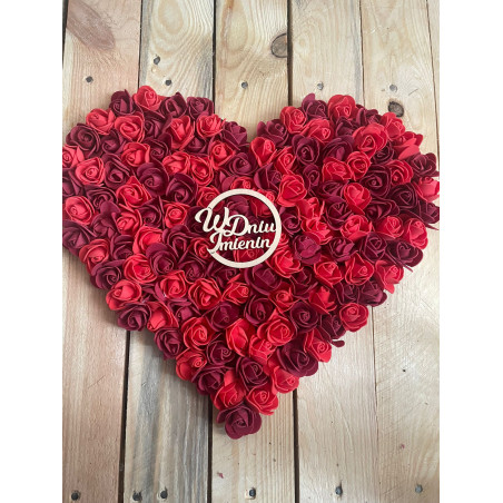 SERCE 30x34 cm Z RÓŻ PIANKOWYCH prezent